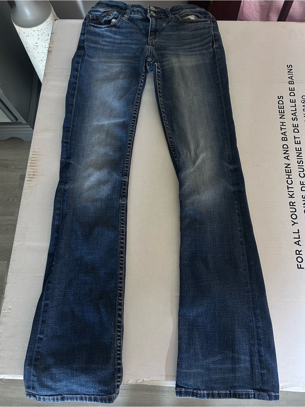 BKE Indigo Flare Jeans with Faded Whiskering